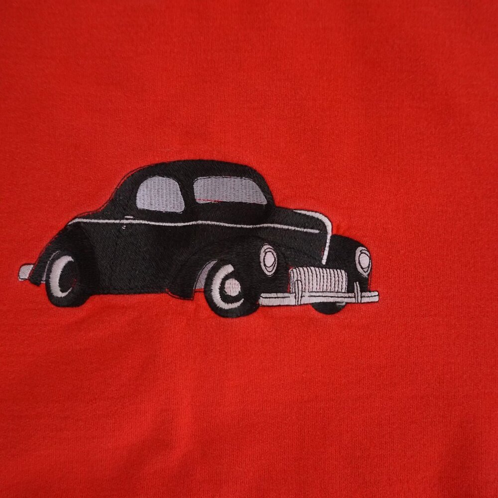 Vintage Non Fiction Red Car Graphic Crewneck Sweatshirt Top Soft Classic L - Picture 8 of 9